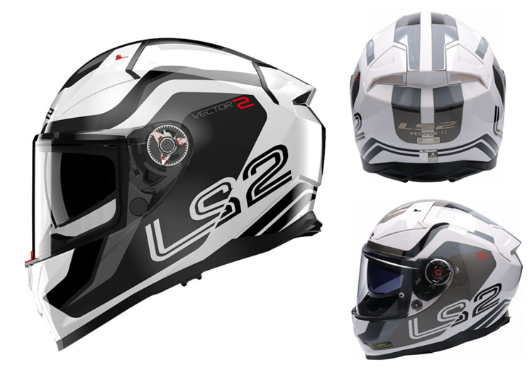 CASCO MOTO LS2 INTEGRAL FF811 VECTOR II METRICO BLANCO TITANIO PLATA M 22-06